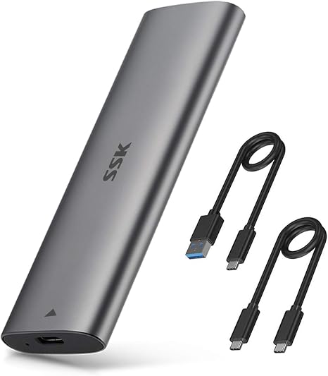 SSK NVMe SATA SSD Enclosure, M.2 to USB Adapter Reader USB-C 3.2 Gen 2