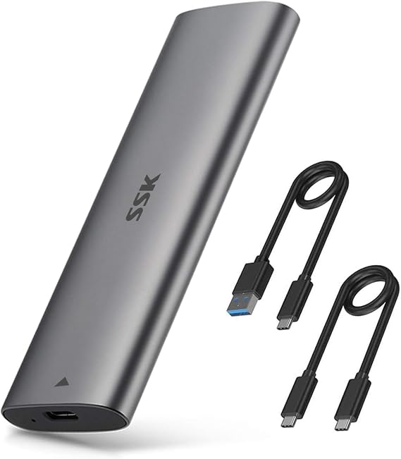 SSK NVMe SATA SSD Enclosure, M.2 to USB Adapter Reader USB-C 3.2 Gen 2