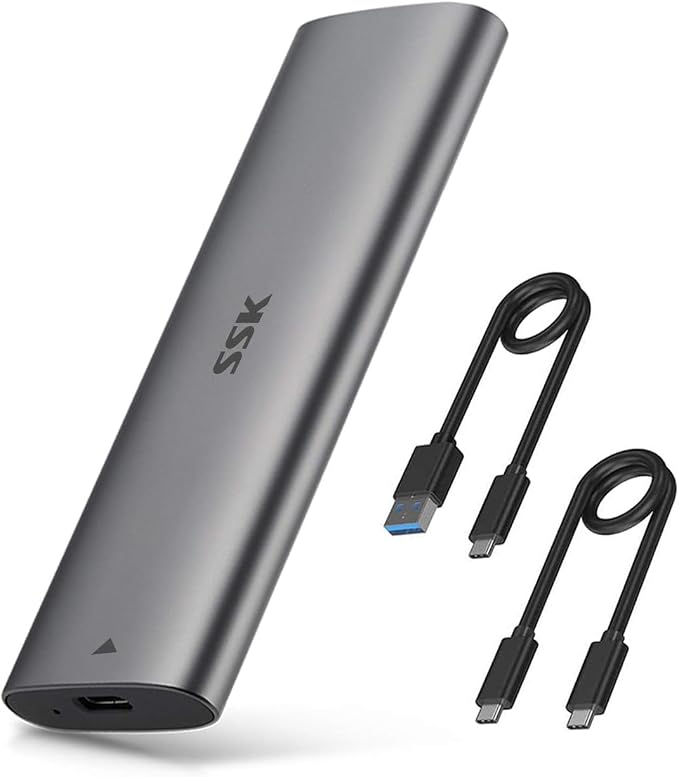 SSK NVMe SATA SSD Enclosure, M.2 to USB Adapter Reader USB-C 3.2 Gen 2
