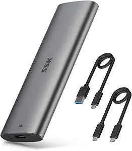 SSK NVMe SATA SSD Enclosure, M.2 to USB Adapter Reader USB-C 3.2 Gen 2