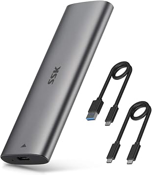 SSK NVMe SATA SSD Enclosure, M.2 to USB Adapter Reader USB-C 3.2 Gen 2