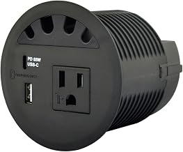 USB PD 65W, Desktop Power Grommet, with 1 AC Power Outlet and Fast Charging USB-A+C 65W,4.5FT Extension Cord Recessed Power Outlet for Conference Room (Black) - Image 1