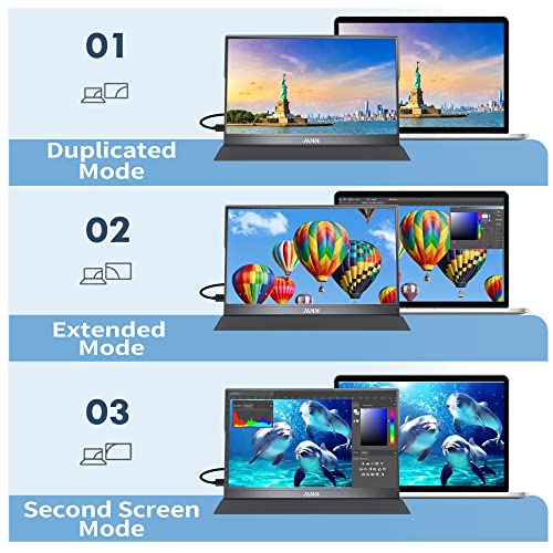 MNN 15.6" FHD 60Hz Portable Monitor USB-C HDMI IPS HDR Gaming Laptop - Image 7