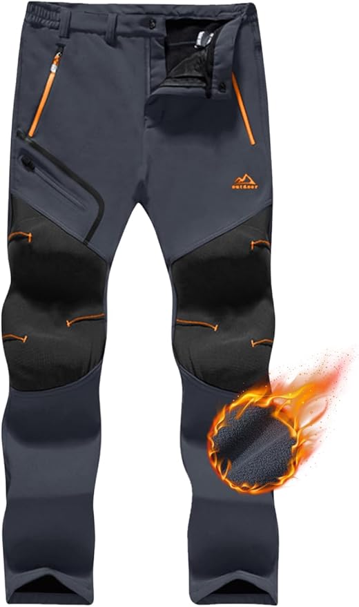 TACVASEN Men's Snow Ski Pants Fleece Lined Winter Pants for Men Water Resistant Thermal Snowboard Hiking Hunting Work