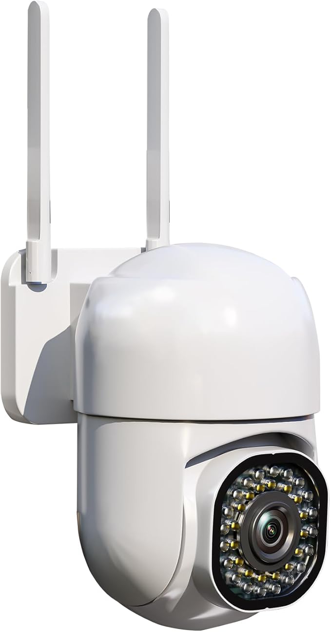 3MP Security Camera Outdoor, 2K HD Cameras for Home Security, Support 2.4GHz WiFi, 360° PTZ Auto Tracking, 2-Way Audio, Motion Detection and Siren, Cloud/SD Storage, Waterproof