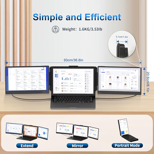 CIDETTY Laptop Screen Extender, 14'' FHD 1080P IPS U | Computer Access - Image 4