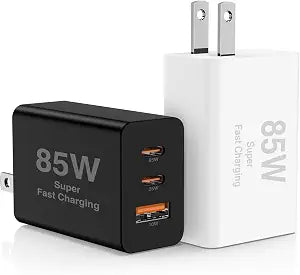 Hzevn 2Pack 85W USB C Wall Charger Block, 3-Port 100W USB C Charging Adapter,Multi Super Fast Charging Power Plug Cube for MacBook Pro/Air,i-Pad Pro,i-Phone 16/15, Galaxy S25，White and Black​ - Image 1
