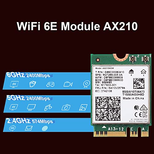 AX210NGW DTK WiFi Card WiFi 6E Supports 6GHz, 2230, 2x2 AX+BT 5.3+Tri-Band, Includes RF Cable (11 inch), 5dBi High Gain Antennas and Low-Profile Brackets