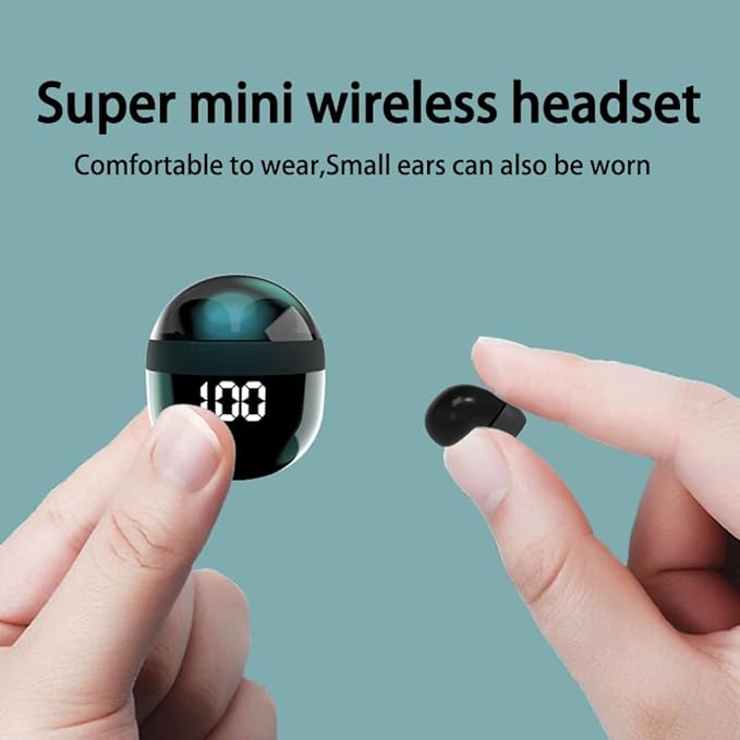 SK18 Ultra Small in-Ear Headset Wireless Invisible Smallest Bluetooth Earbuds for Sleep Comfortable with Mic and Fitable for All Type Ears Stereo Sound Earphones IPX5 Waterproof（Khaki）