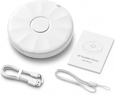AI Language Translator Device, 165 Languages, Pearl White