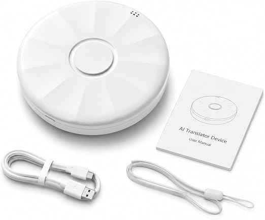 AI Language Translator Device, 165 Languages, Pearl White