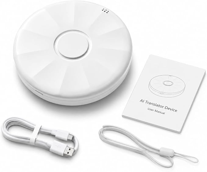 AI Language Translator Device, 165 Languages, Pearl White
