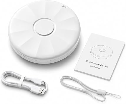 AI Language Translator Device, 165 Languages, Pearl White