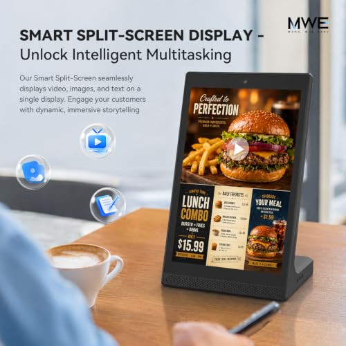 10.1" Desktop Digital Signage Display, L-Shaped HD Touch Screen Kiosk, LedArt App Remote Management, Commercial Advertising Display for Retail, Restaurant, Hotel (WiFi/Ethernet/USB)
