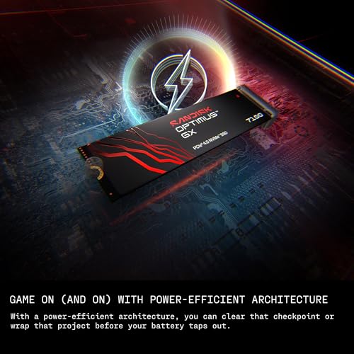 Sandisk 1TB Optimus GX 7100 NVMe SSD, PCIe Gen 4, M.2 2280, Up to 7250 MB/s Read, SDSP71100TAN