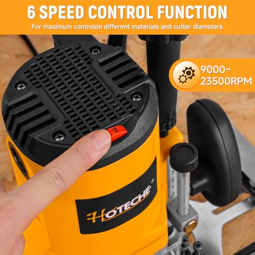 Hoteche Wood Router 2400W Power Router for woodworking Fixed Base Routing Machine with 1/4", 1/2" and 12mm Collet