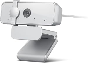Lenovo 310 FHD Webcam, 1080p, FHD Resolution @30 FPS, Plug-and Play USB Connectivity, 1.8M Cable, 2 Integrated Microphones, External Privacy Shutter, White