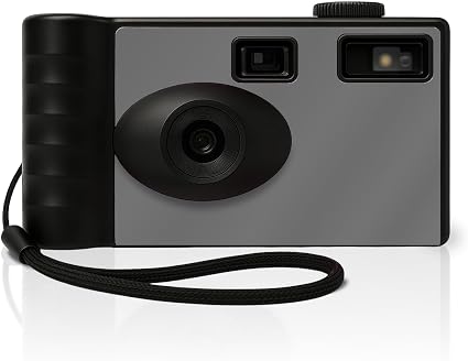 LENSY Screen Free Digital Camera | Four Built in Filters | Rechargeable, 8mp, Lightweight, Focus-Free, Auto-Flash, Easy-to-Use, Reusable, Retro Film-Style Photos (Gray)
