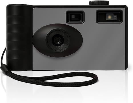 LENSY Screen Free Digital Camera | Four Built in Filters | Rechargeable, 8mp, Lightweight, Focus-Free, Auto-Flash, Easy-to-Use, Reusable, Retro Film-Style Photos (Gray)
