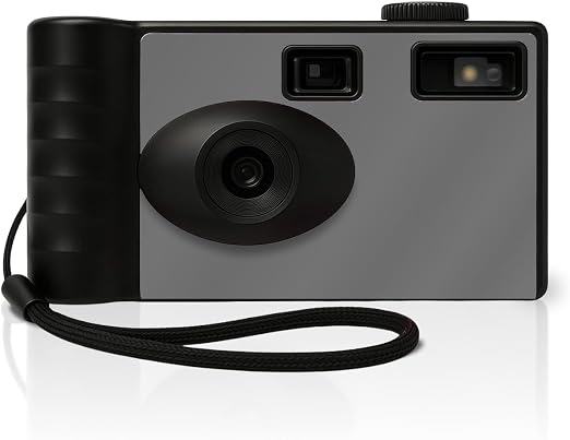 LENSY Screen Free Digital Camera | Four Built in Filters | Rechargeable, 8mp, Lightweight, Focus-Free, Auto-Flash, Easy-to-Use, Reusable, Retro Film-Style Photos (Gray)