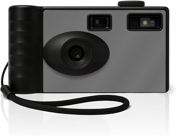 LENSY Screen Free Digital Camera | Four Built in Filters | Rechargeable, 8mp, Lightweight, Focus-Free, Auto-Flash, Easy-to-Use, Reusable, Retro Film-Style Photos (Gray)