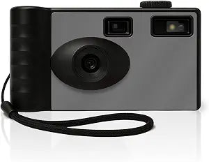 LENSY Screen Free Digital Camera | Four Built in Filters | Rechargeable, 8mp, Lightweight, Focus-Free, Auto-Flash, Easy-to-Use, Reusable, Retro Film-Style Photos (Gray)