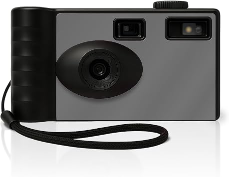 LENSY Screen Free Digital Camera | Four Built in Filters | Rechargeable, 8mp, Lightweight, Focus-Free, Auto-Flash, Easy-to-Use, Reusable, Retro Film-Style Photos (Gray)