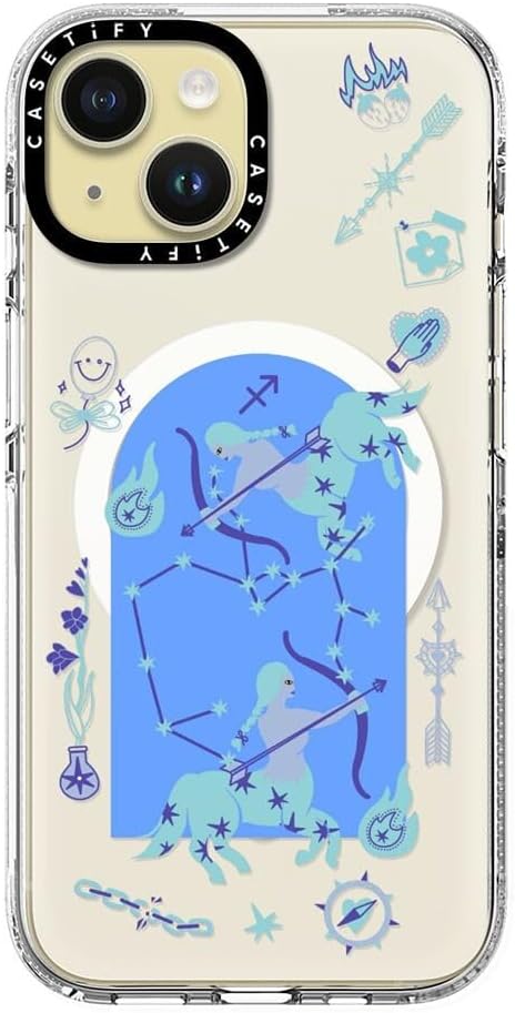 CASETiFY Clear iPhone 15 Case [Not Yellowing / 6.6 ft. 3X Military Grade Drop Protection/Compatible with Magsafe] - Sagittarius - Clear