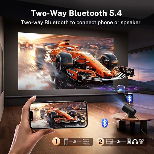 [Built-in Apps & 2025 Upgraded] Mini Projector with Wi-Fi 6 & Bluetooth 5.4, 1080P 4K Support Full HD, Auto Keystone 360° Portable Home Cinema Smart Projector for iOS/Android X1