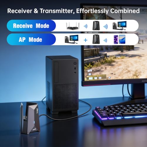 WiFi 7 USB Adapter for Desktop PC,BE6500 Tri-Band(2.4G/5G/6G)