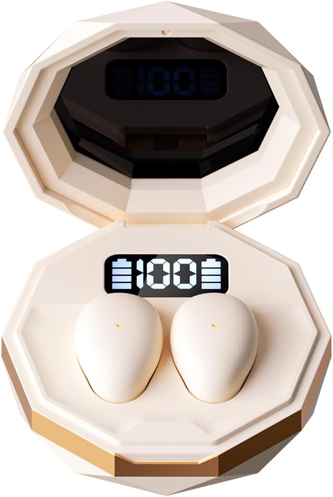Invisible Sleep Earphones Bluetooth 5.4, MIni Sleep Earbuds Wireless with Long Battery Life, Noise Cancelling Headphones for Side-Sleeping, Comfortable Fit/Waterproof (Beige)