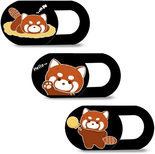 Webcam Cover Slide, Red Panda Camera Blocker 0.028in Ultra-Thin Laptop Camera Cover for MacBook iMac iPhone iPad Tablet Smartphone – Privacy Protector, Strong Adhesive (3 Pack)