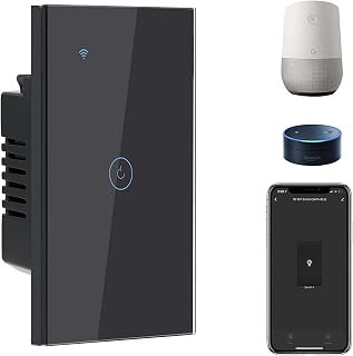 BSEED Smart Light Switch,1 Gang WiFi Touch Switch with Smart Life APP Control and Timing Function,Black Single Pole Switches Work with Amazon Alexa,Google Assistant -(3 Way) Multi-Control Association