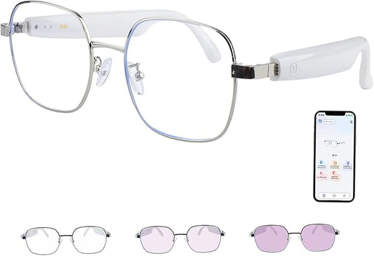 AI Translation Smart Glasses for Women, Powered by GPT, Recording/Real-Time Translation with 160+ Language, Photochromic Lenses, Multifunctional Bluetooth Glasses for Travel Meeting Business