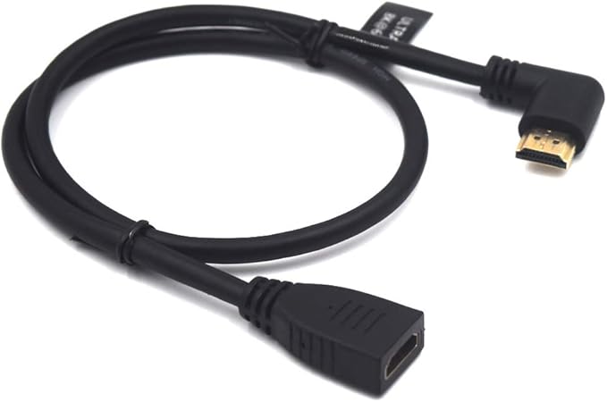 2 Feet 48Gbps HDMI 8K@60Hz Extension Ultra HD Cable, Straight Female to Left Angle Male HDMI 2.1 Extender High Speed Shield Cord for Xbox TV PS4 PS5 Switch, Support 4K@120Hz, 3D Dynamic HDR