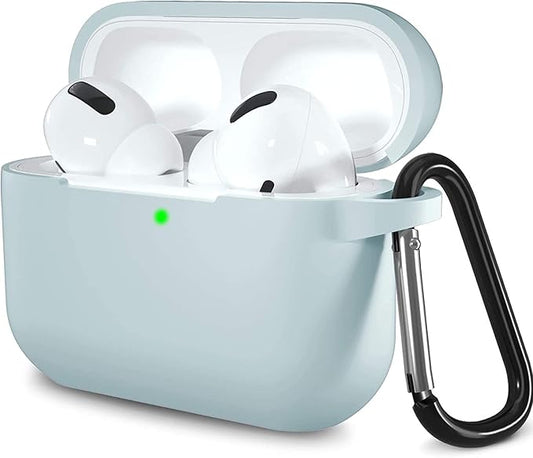 Lerobo Compatible with AirPods Pro Case Cover,Shockproof Washable Silicone Case for Airpods Pro 2 Supports Wireless Charging with Carabiner Front LED Visible,Turquoise