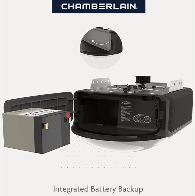 Chamberlain B6753T Smart Garage Door Opener – Video Streaming, 2000-Lumen LED, Battery Backup, myQ App, Ultra-Quiet Belt Drive