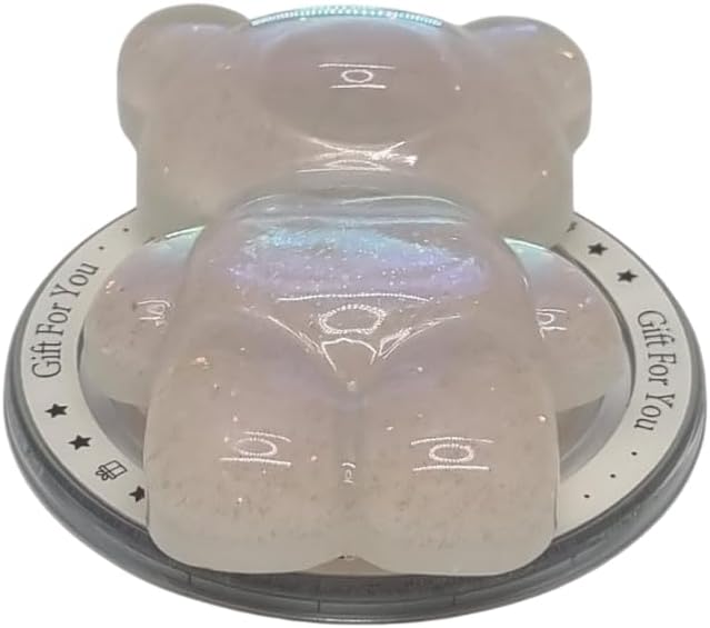 Cute Kawaii 3D Bear Phone Grip Stand, Iridescent Holographic Resin Cell Phone Holder & Kickstand, Compatible with iPhone, Samsung Galaxy, Android (Opal Pink)