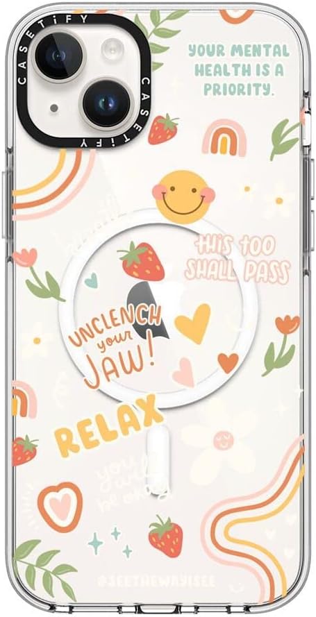CASETiFY Clear iPhone 14 Plus Case [Not Yellowing / 6.6 ft. 3X Military Grade Drop Protection/Magsafe] - Positive Affirmations - Clear