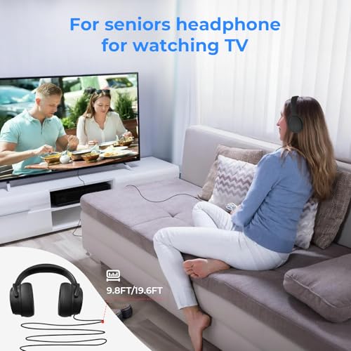 Extra Long Cord TV Headphones with Volume Control for Seniors