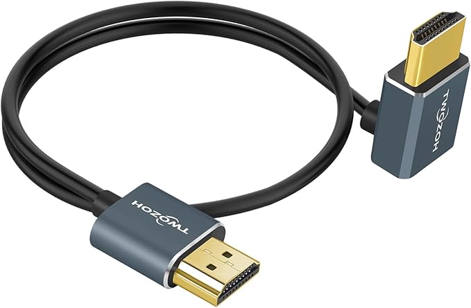 Twozoh Flexible HDMI to HDMI Cable Downward Angled 90° 3.3FT, Ultra Thin and Slim HDMI Cord Support 3D/4K@60Hz