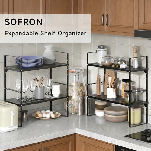 Expandable Storage Shelf, Stackable Organizer Rack, Black Small 1 PK