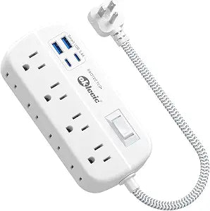 OKLEEIC Short Extension Cord 1 ft - Flat Plug Power Strip Surge Protetor