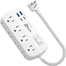 OKLEEIC Short Extension Cord 1 ft - Flat Plug Power Strip Surge Protetor - Image 1