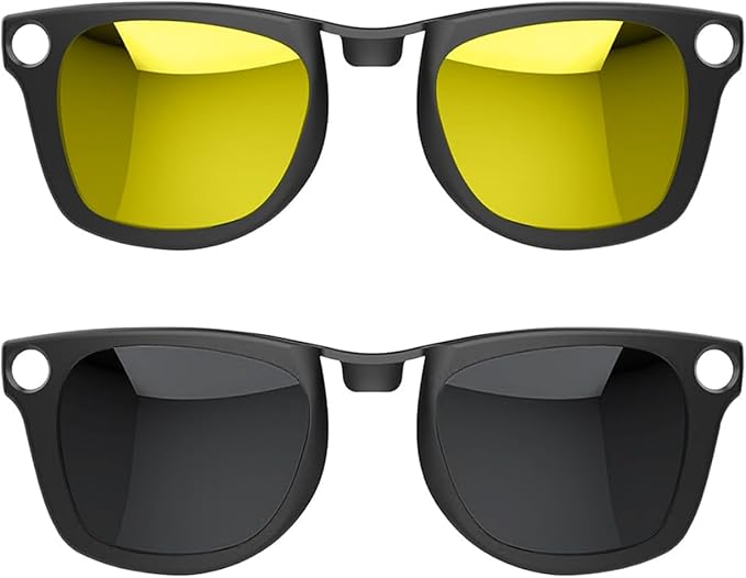 2Pcs Polarized Clip for Ray-Ban Meta Wayfarer & Gen 2 (RW4006/RW4012, M Size,50-22), Discoloration Clip for Meta Wayfarer Gen 2 UV Protection, Smart Glasses Color Changing Clip Set (Black Gray+Yellow)