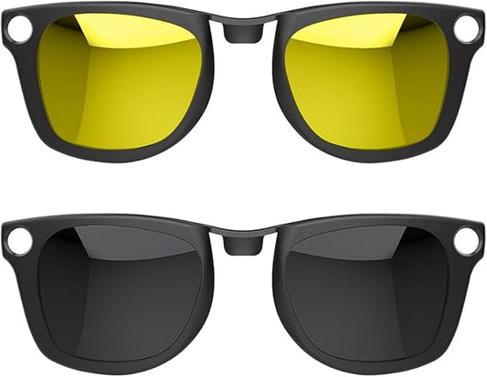 2Pcs Polarized Clip for Ray-Ban Meta Wayfarer & Gen 2 (RW4006/RW4012, M Size,50-22), Discoloration Clip for Meta Wayfarer Gen 2 UV Protection, Smart Glasses Color Changing Clip Set (Black Gray+Yellow)