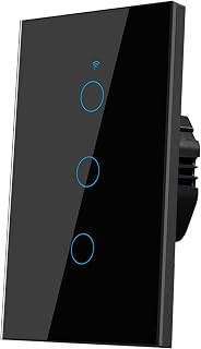 2.4GHz WiFi Smart Wall Touch Light Switch (Glass Panel, Alexa Multi-Control Compatible, Compatible with Multiple Platforms) (3 Gang) - Image 1