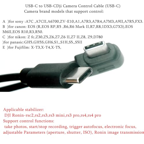USB C cable For DJi Stabilizer Ronin Multi-function camera control type c- type c usb Multifunctional connection cable shutter release connection cable for sony/canon/nikon/fuji (USB-C 35cm)