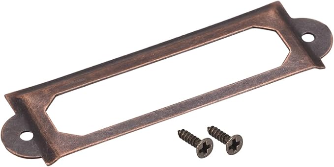 uxcell Metal Label Holders, 60x17mm 60pcs File Name Card Tag Label Holder Frame for Office Library Drawer Cabinet Shelves, Copper Tone