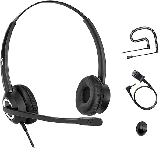 Cisco Headset Noise Cancelling Mic Compatible with Cisco Phone 6841 6871 7941g 7961g 7971g 8811 8845 8865 8941 8961 Series Models Includes U10 RJ9 Cord and 3.5mm Smartphone Adapter